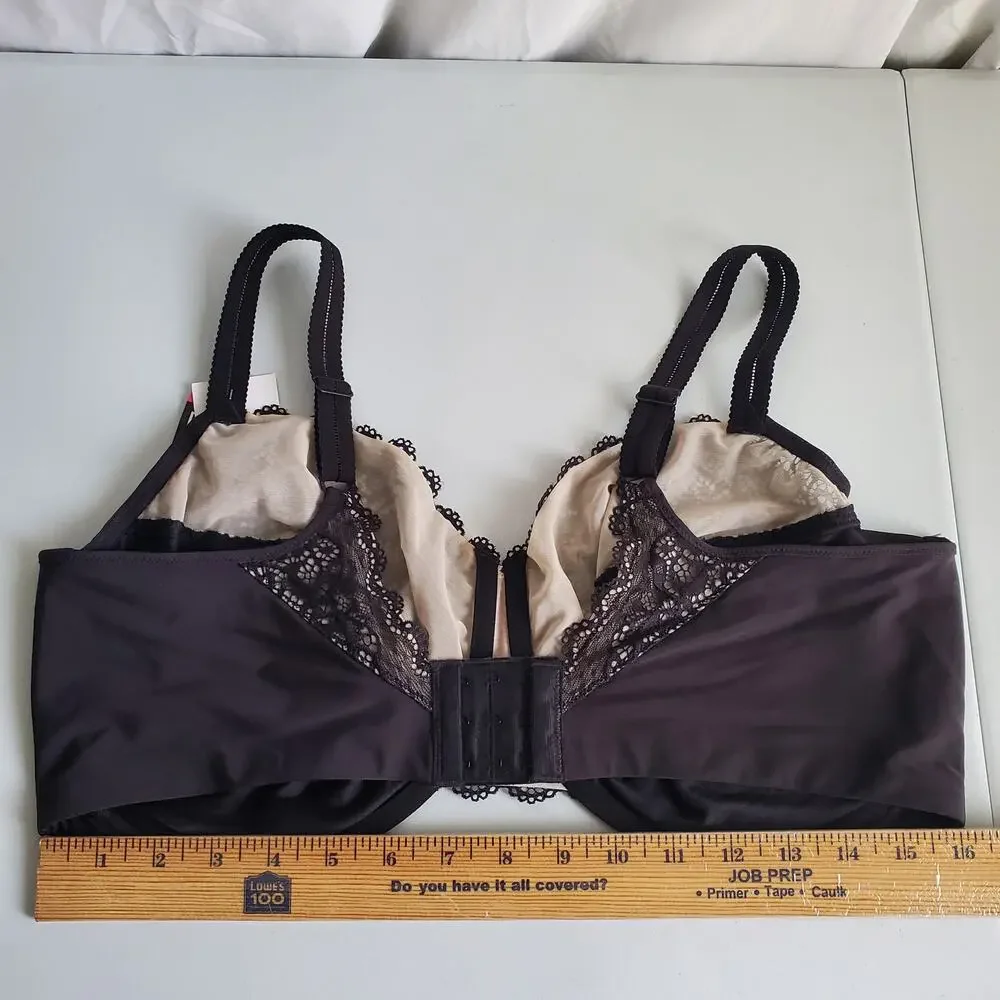 Bali DF1002 Lace Desire Black Underwire Bra 42DDD Full Figure Coverage NEW